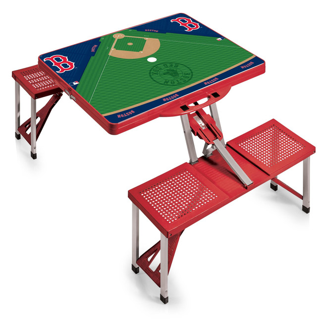 Boston Red Sox Baseball Diamond Picnic Table Portable Folding Table with Seats (Red)