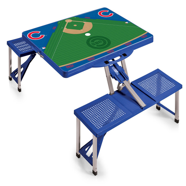 Chicago Cubs Baseball Diamond Picnic Table Portable Folding Table with Seats (Royal Blue)