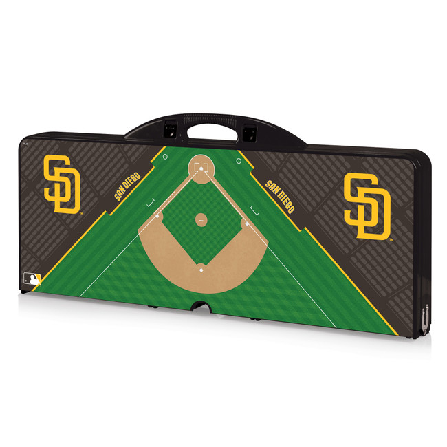 San Diego Padres Baseball Diamond Picnic Table Portable Folding Table with Seats (Black)