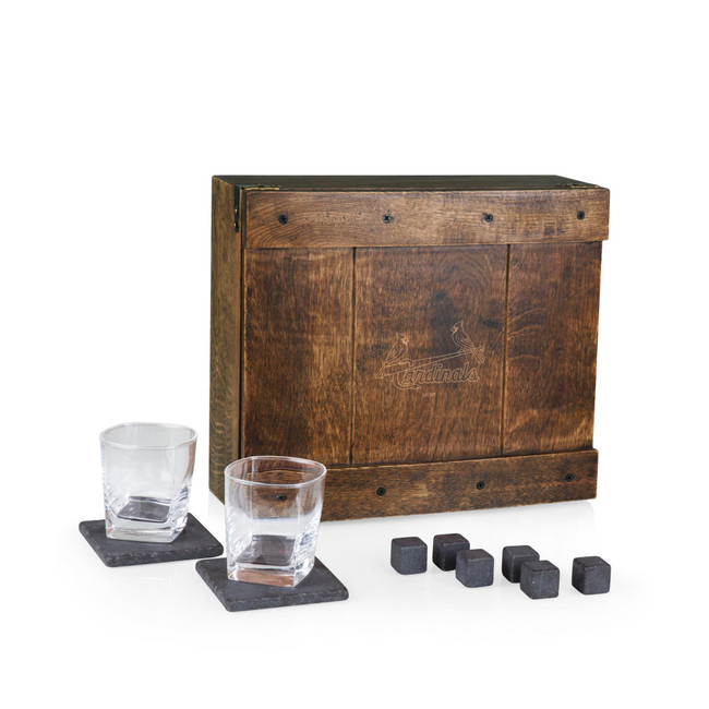 St. Louis Cardinals Whiskey Box Gift Set (Oak Wood)