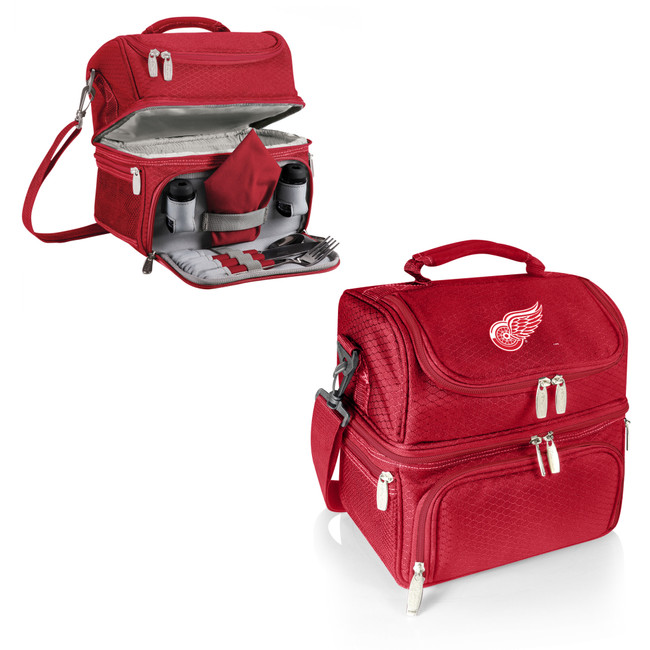 Detroit Red Wings Pranzo Lunch Bag Cooler with Utensils NHL Lunch Tote, (Red)