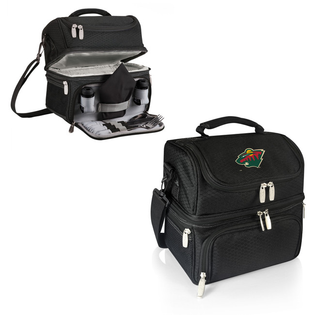 Minnesota Wild Pranzo Lunch Bag Cooler with Utensils NHL Lunch Tote, (Black)