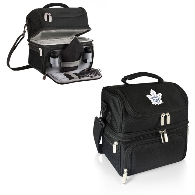 Toronto Maple Leafs Pranzo Lunch Bag Cooler with Utensils NHL Lunch Tote, (Black)