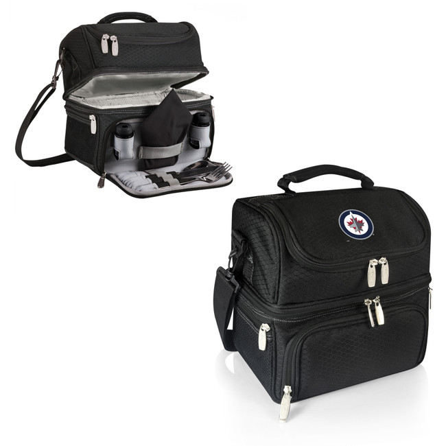 Winnipeg Jets Pranzo Lunch Bag Cooler with Utensils NHL Lunch Tote, (Black)