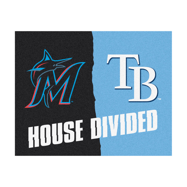 MLB House Divided - Marlins / Rays House Divided Mat 33.75"x42.5"