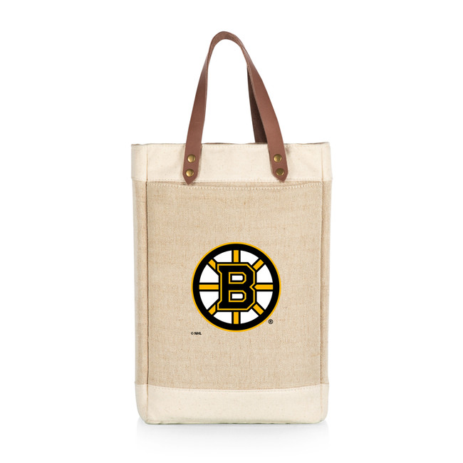 Boston Bruins Pinot Jute 2 Bottle Insulated Wine Bag, (Beige)
