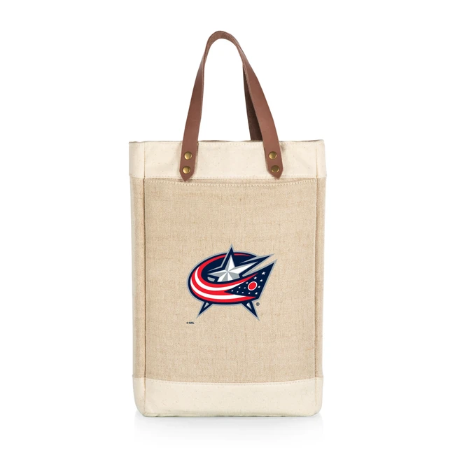 Columbus Blue Jackets Pinot Jute 2 Bottle Insulated Wine Bag, (Beige)
