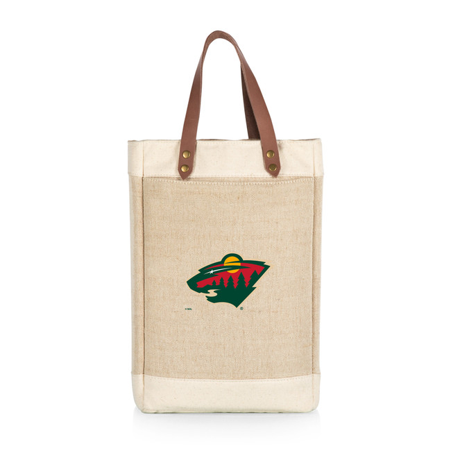 Minnesota Wild Pinot Jute 2 Bottle Insulated Wine Bag, (Beige)