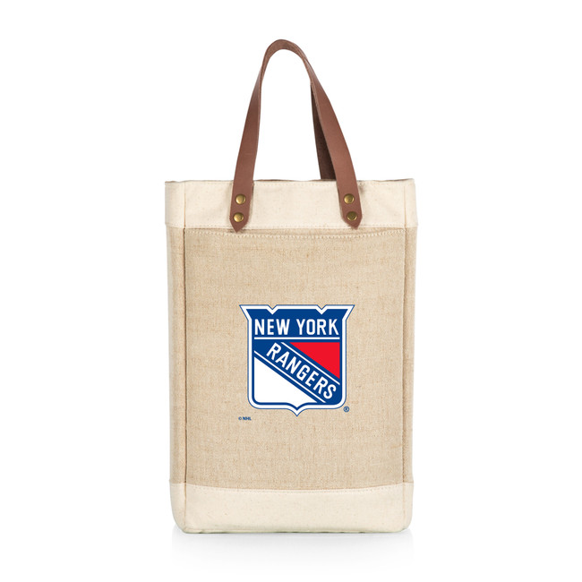 New York Rangers Pinot Jute 2 Bottle Insulated Wine Bag, (Beige)