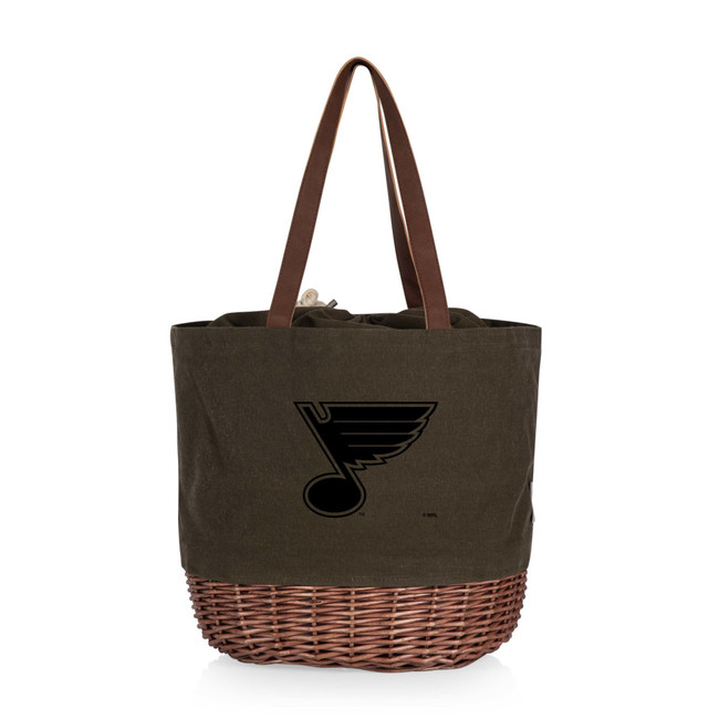 St Louis Blues Coronado Canvas and Willow Basket Tote, (Khaki Green with Beige Accents)