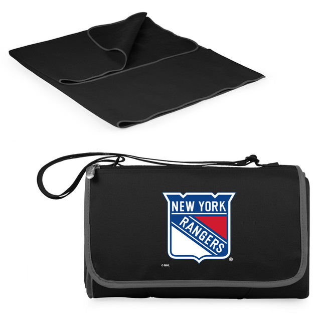 New York Rangers Blanket Tote Outdoor Picnic Blanket, (Black with Black Exterior)