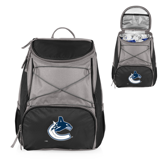 Vancouver Canucks PTX Backpack Cooler, (Black with Gray Accents)