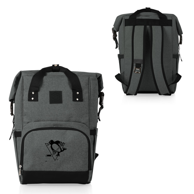 Pittsburgh Penguins On The Go Roll-Top Backpack Cooler, (Heathered Gray)