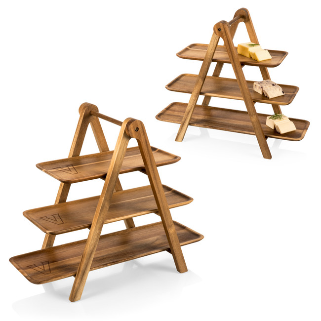 Vanderbilt Commodores Serving Ladder 3 Tiered Serving Station, (Acacia Wood)