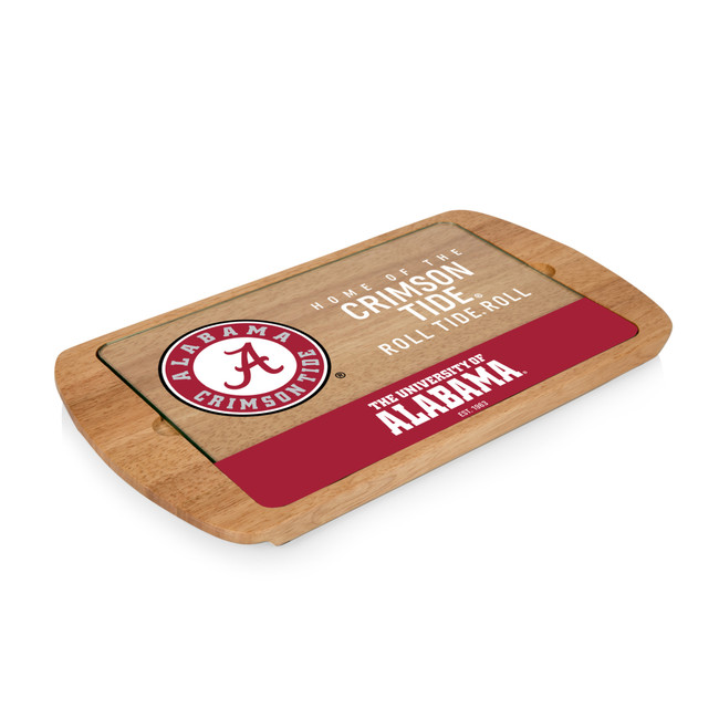 Alabama Crimson Tide Billboard Glass Top Serving Tray, (Parawood)