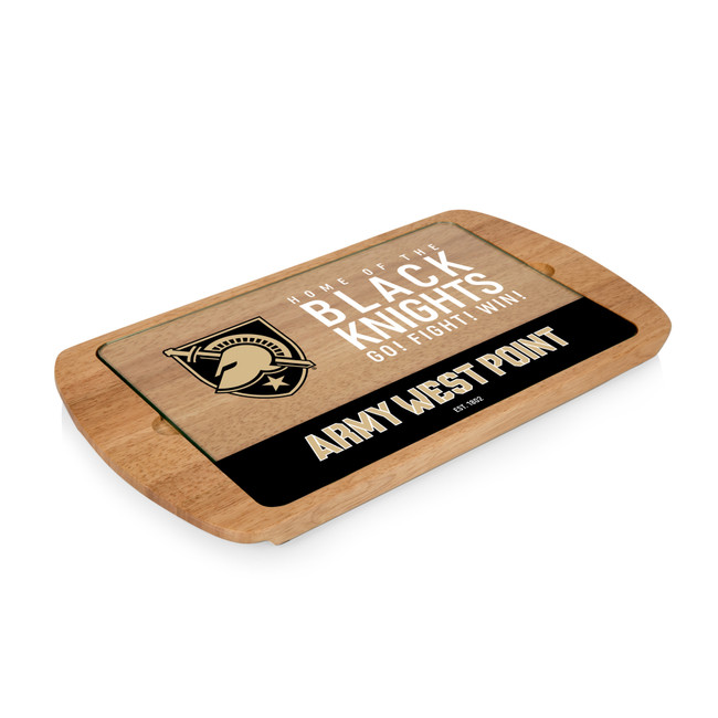 Army Black Knights Billboard Glass Top Serving Tray, (Parawood)