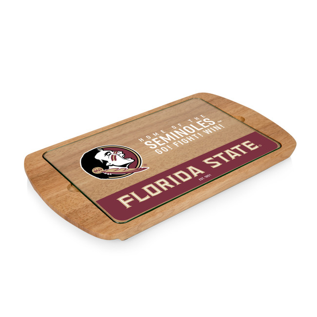 Florida State Seminoles Billboard Glass Top Serving Tray, (Parawood)