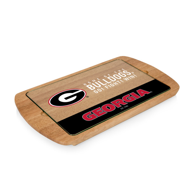 Georgia Bulldogs Billboard Glass Top Serving Tray, (Parawood)