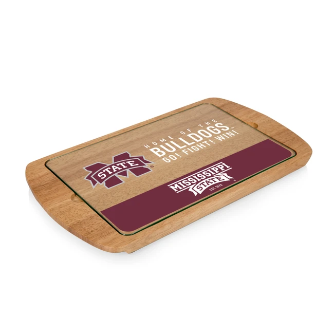 Mississippi State Bulldogs Billboard Glass Top Serving Tray, (Parawood)