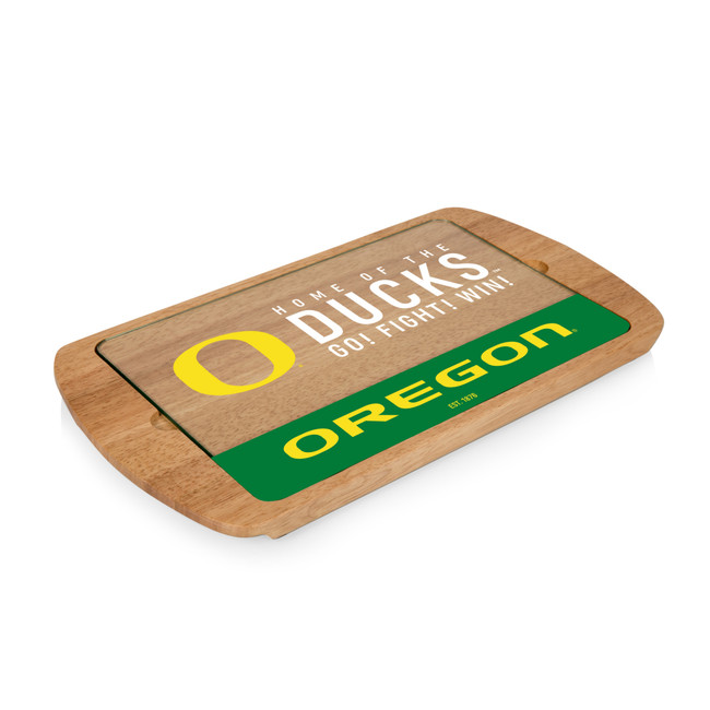 Oregon Ducks Billboard Glass Top Serving Tray, (Parawood)