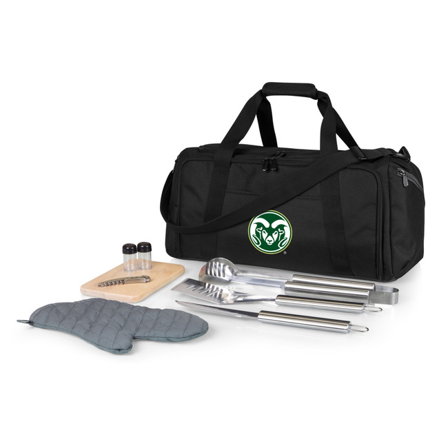 Colorado State Rams BBQ Kit Grill Set & Cooler, (Black)
