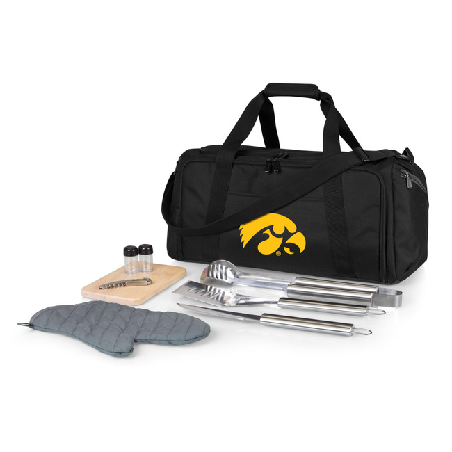 Iowa Hawkeyes BBQ Kit Grill Set & Cooler, (Black)