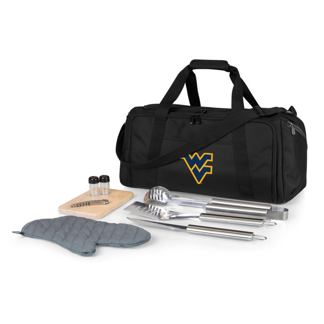 West Virginia Mountaineers BBQ Kit Grill Set & Cooler, (Black)