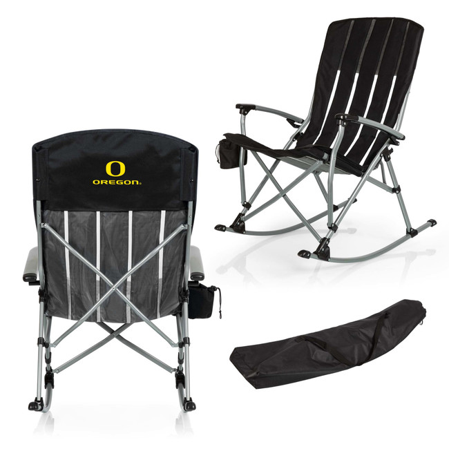 Oregon Ducks Outdoor Rocking Camp Chair, (Black)