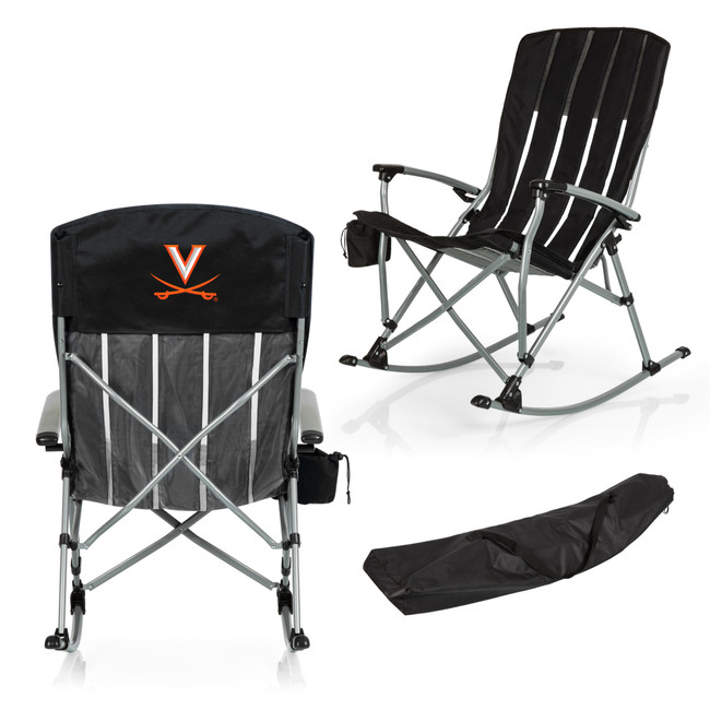 Virginia Cavaliers Outdoor Rocking Camp Chair, (Black)