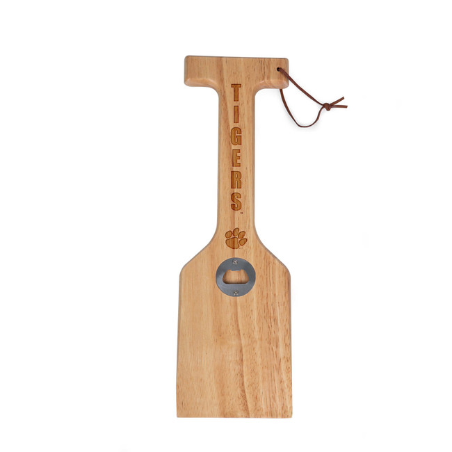 Clemson Tigers Hardwood BBQ Grill Scraper with Bottle Opener, (Parawood)