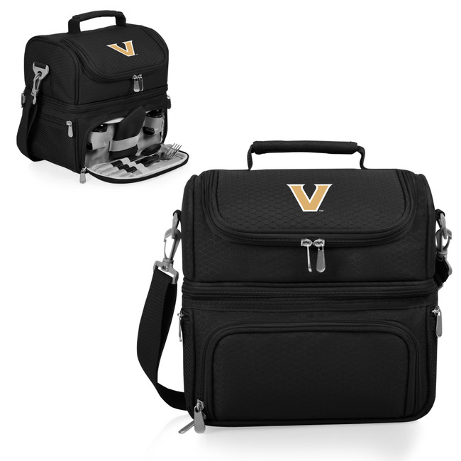 Vanderbilt Commodores Pranzo Lunch Bag Cooler with Utensils NCAA Lunch Tote, (Black)