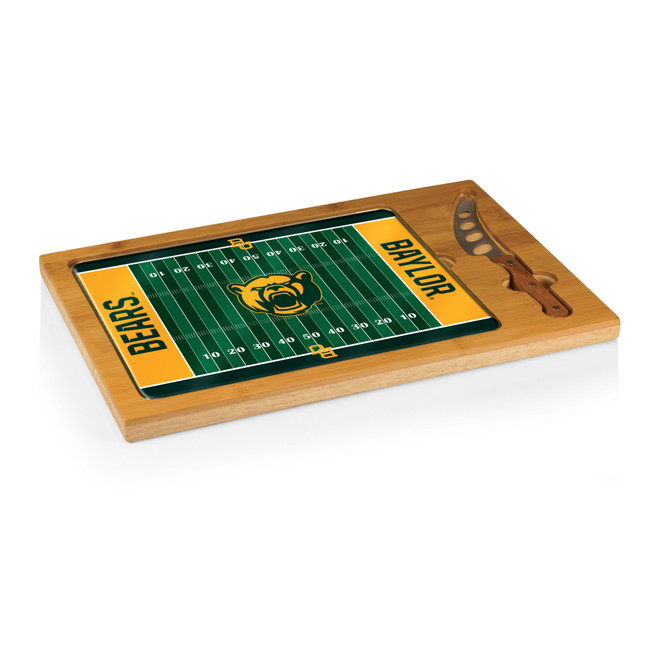 Baylor Bears Football Field Icon Glass Top Cutting Board & Knife Set, (Parawood & Bamboo)