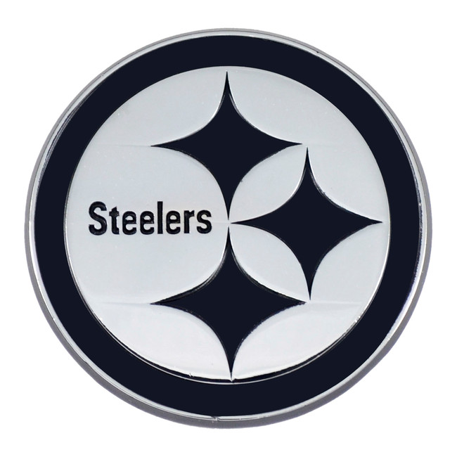 Pittsburgh Steelers 3D Chrome Metal Emblem Circular Steelers Primary Logo