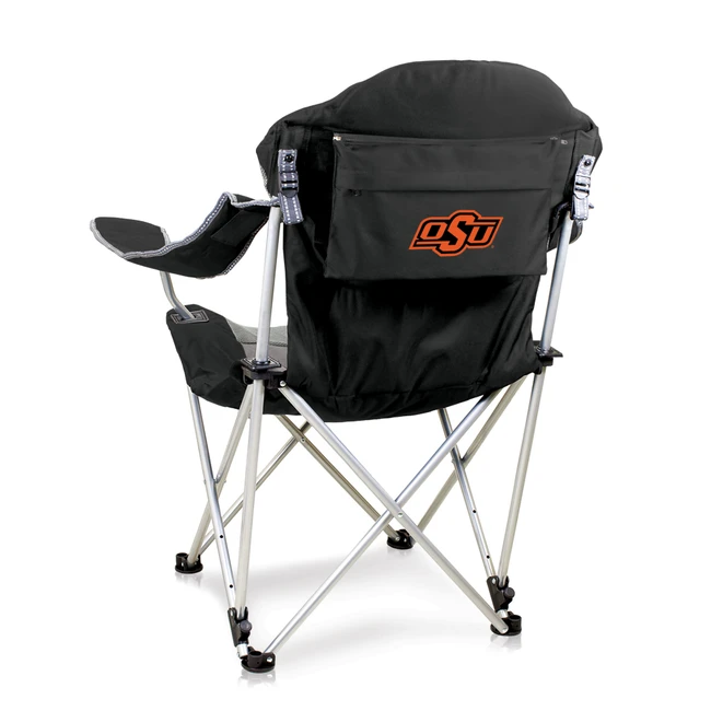 Oklahoma State Cowboys Reclining Camp Chair, (Black with Gray Accents)