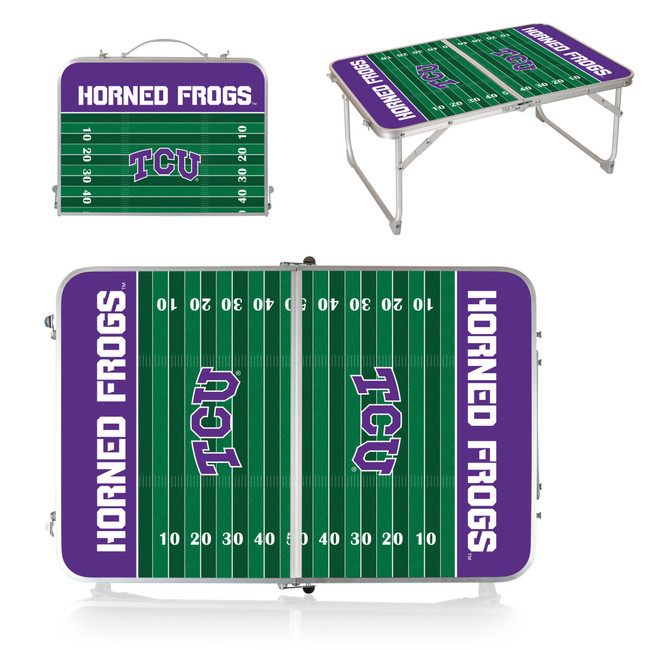 TCU Horned Frogs Concert Table Mini Portable Table, (Charcoal Wood Grain)