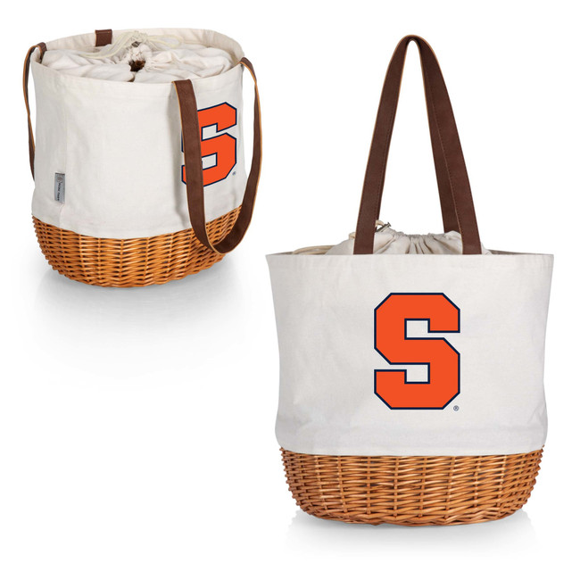 Syracuse Orange Coronado Canvas and Willow Basket Tote, (Beige Canvas)