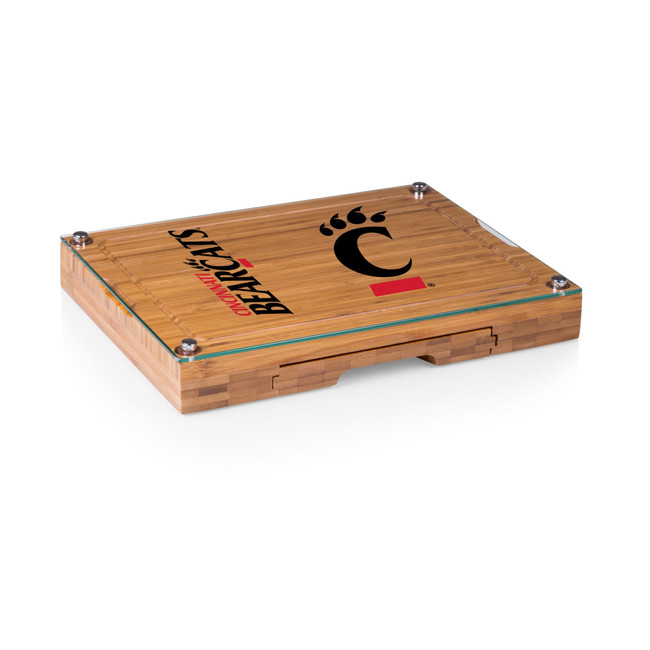 Cincinnati Bearcats Concerto Glass Top Cheese Cutting Board & Tools Set, (Bamboo)