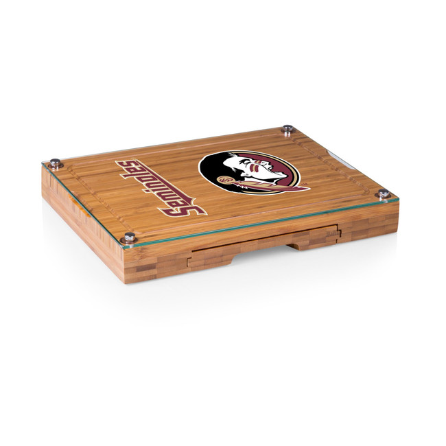 Florida State Seminoles Concerto Glass Top Cheese Cutting Board & Tools Set, (Bamboo)