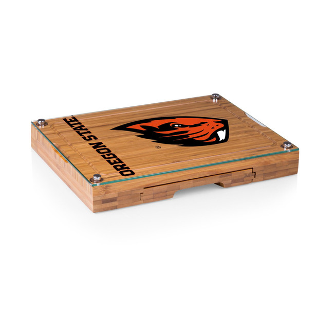 Oregon State Beavers Concerto Glass Top Cheese Cutting Board & Tools Set, (Bamboo)