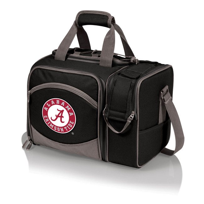 Alabama Crimson Tide Malibu Picnic Basket Cooler, (Black with Gray Accents)