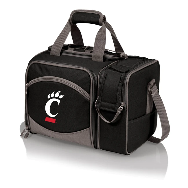 Cincinnati Bearcats Malibu Picnic Basket Cooler, (Black with Gray Accents)