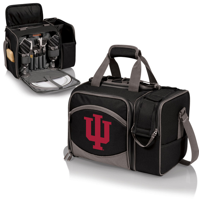 Indiana Hoosiers Malibu Picnic Basket Cooler, (Black with Gray Accents)
