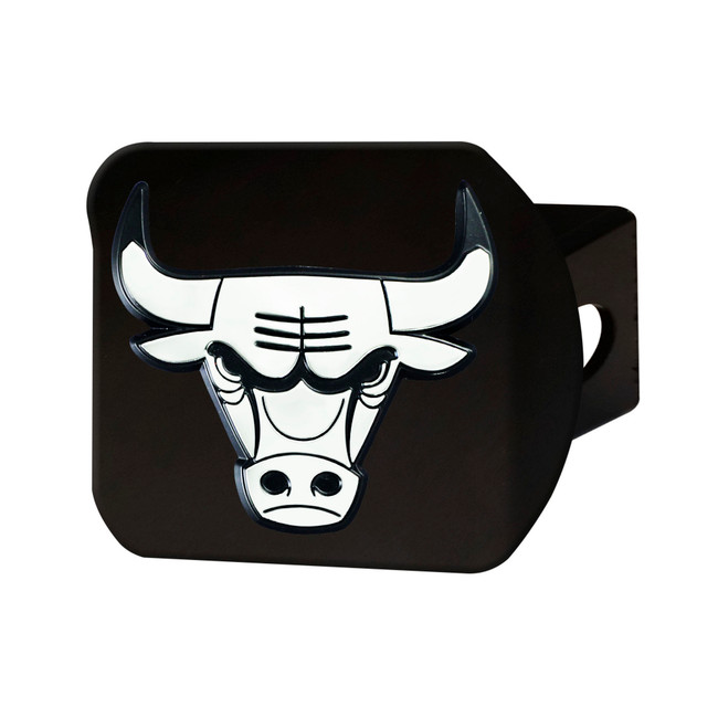 NBA - Chicago Bulls Hitch Cover - Chrome on Black 3.4"x4"