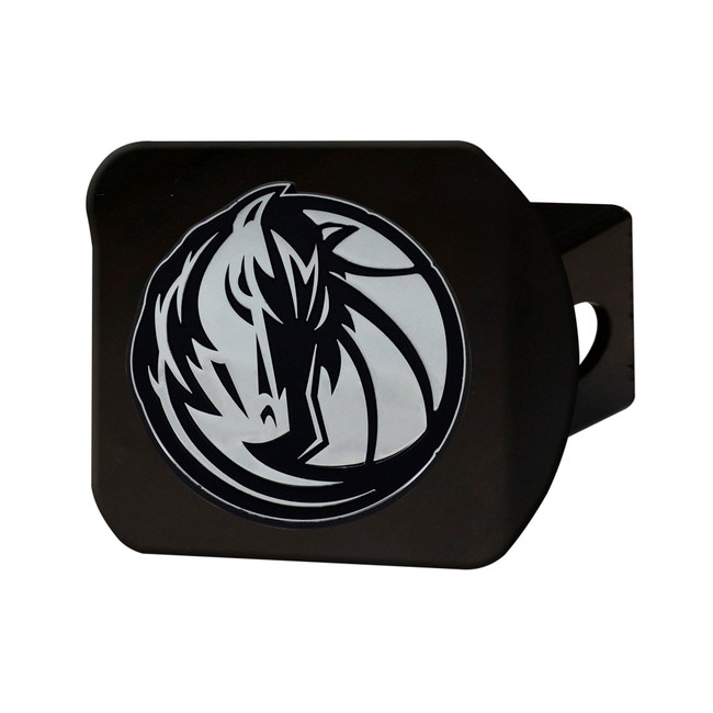 NBA - Dallas Mavericks Hitch Cover - Chrome on Black 3.4"x4"
