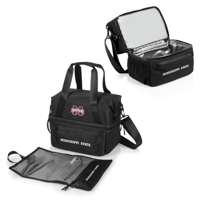 Mississippi State Bulldogs Tarana Lunch Bag Cooler with Utensils, (Carbon Black)