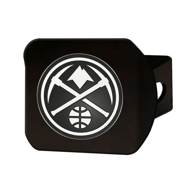 NBA - Denver Nuggets Hitch Cover - Chrome on Black 3.4"x4"