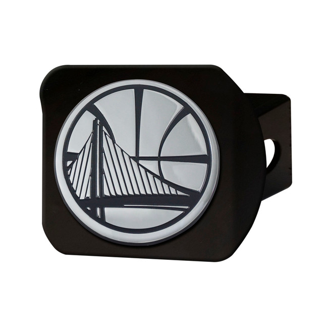 NBA - Golden State Warriors Hitch Cover - Chrome on Black 3.4"x4"