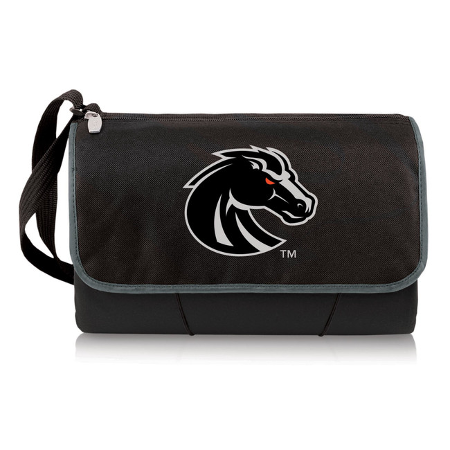 Boise State Broncos Blanket Tote Outdoor Picnic Blanket, (Black with Black Exterior)