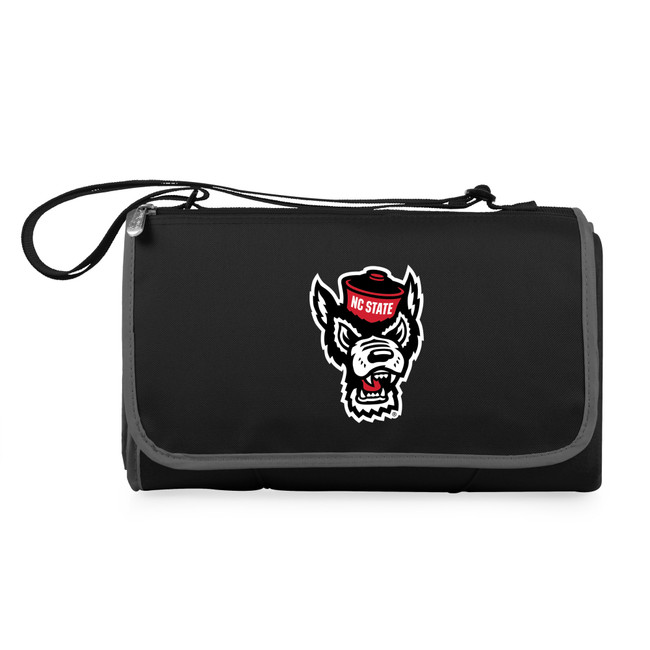 NC State Wolfpack Blanket Tote Outdoor Picnic Blanket, (Black with Black Exterior)