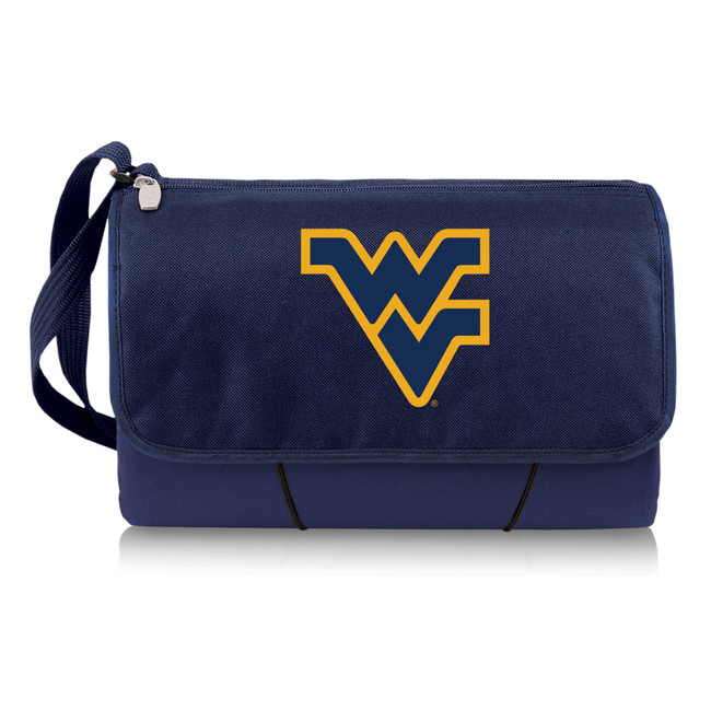 West Virginia Mountaineers Blanket Tote Outdoor Picnic Blanket, (Navy Blue with Black Flap)